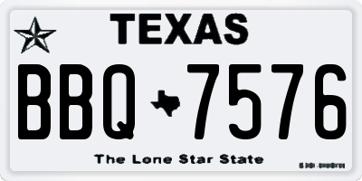 TX license plate BBQ7576