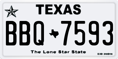 TX license plate BBQ7593