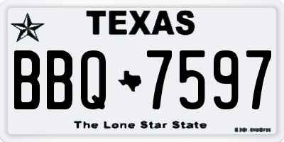 TX license plate BBQ7597