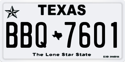 TX license plate BBQ7601