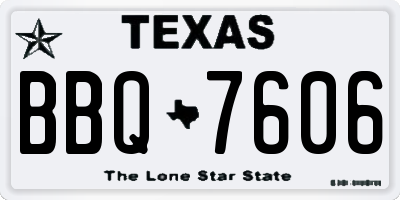 TX license plate BBQ7606