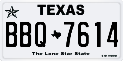 TX license plate BBQ7614