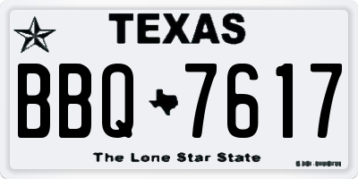TX license plate BBQ7617