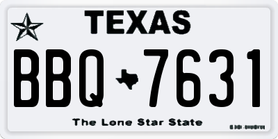 TX license plate BBQ7631