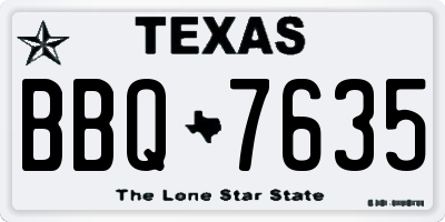 TX license plate BBQ7635