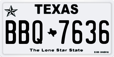 TX license plate BBQ7636