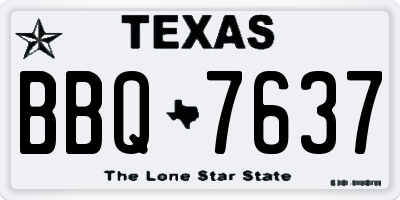 TX license plate BBQ7637