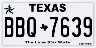 TX license plate BBQ7639