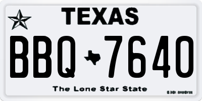 TX license plate BBQ7640