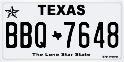 TX license plate BBQ7648