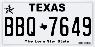 TX license plate BBQ7649