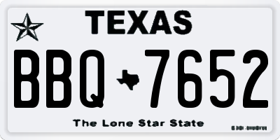 TX license plate BBQ7652