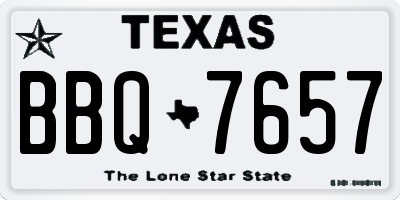 TX license plate BBQ7657