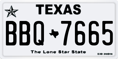 TX license plate BBQ7665