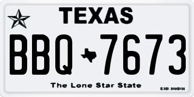 TX license plate BBQ7673