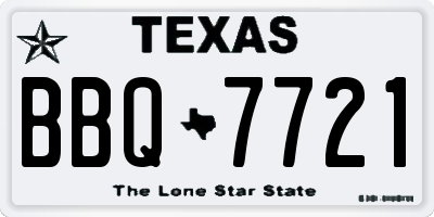 TX license plate BBQ7721