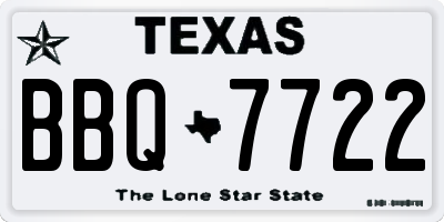 TX license plate BBQ7722