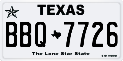TX license plate BBQ7726