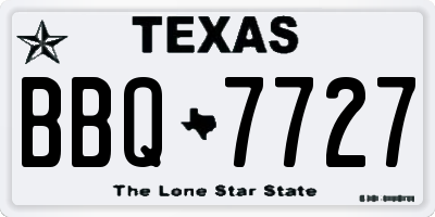 TX license plate BBQ7727