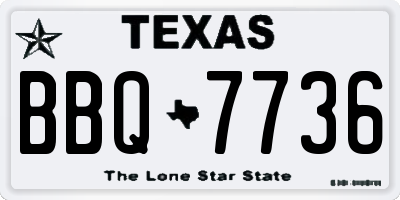 TX license plate BBQ7736