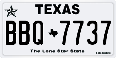 TX license plate BBQ7737