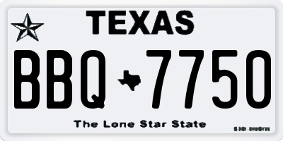 TX license plate BBQ7750