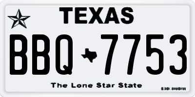 TX license plate BBQ7753