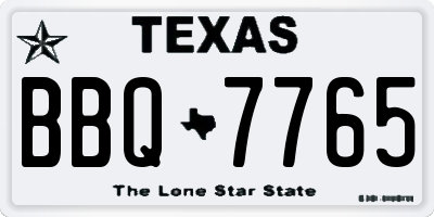 TX license plate BBQ7765