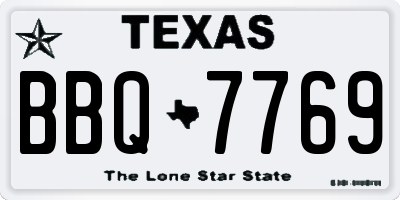 TX license plate BBQ7769