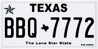 TX license plate BBQ7772