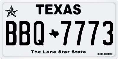 TX license plate BBQ7773