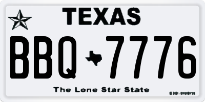 TX license plate BBQ7776