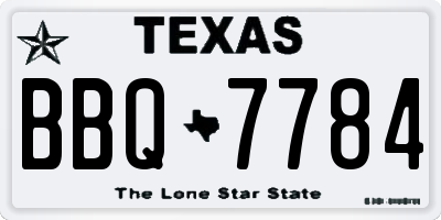 TX license plate BBQ7784