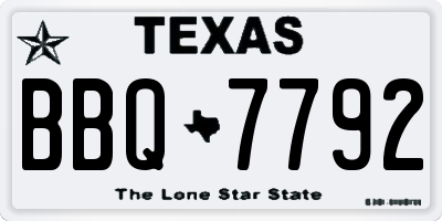TX license plate BBQ7792