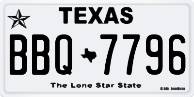 TX license plate BBQ7796