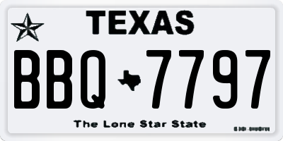 TX license plate BBQ7797