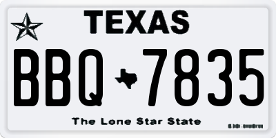 TX license plate BBQ7835