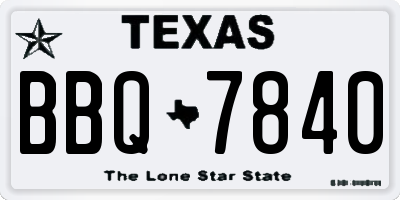 TX license plate BBQ7840