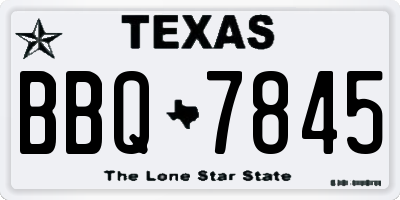 TX license plate BBQ7845