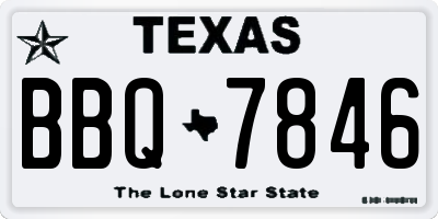 TX license plate BBQ7846