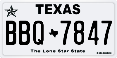 TX license plate BBQ7847