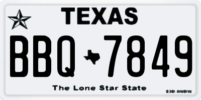 TX license plate BBQ7849