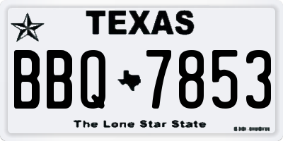TX license plate BBQ7853