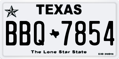 TX license plate BBQ7854
