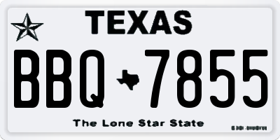 TX license plate BBQ7855