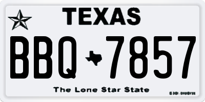 TX license plate BBQ7857
