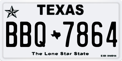 TX license plate BBQ7864