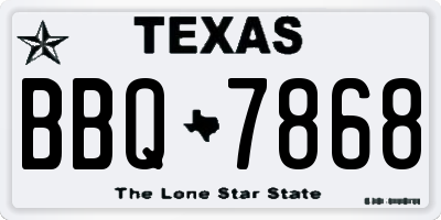 TX license plate BBQ7868