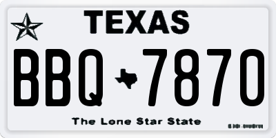 TX license plate BBQ7870