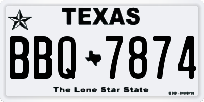 TX license plate BBQ7874